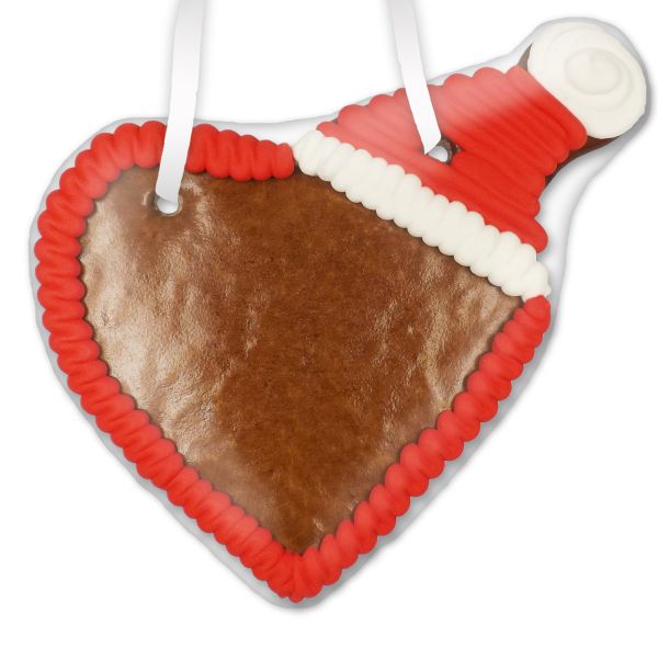 Lebkuchenherz Rohling mit Weihnachtsmütze - mit Rand - 20cm