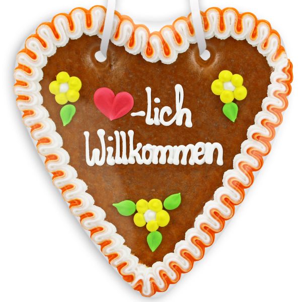 Lebkuchenherz 18cm - Herzlich Willkommen