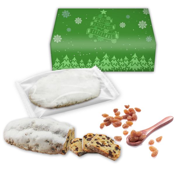 Feiner Christstollen 500g in personalisierter Stollenbox als weihnachtliches Give Away