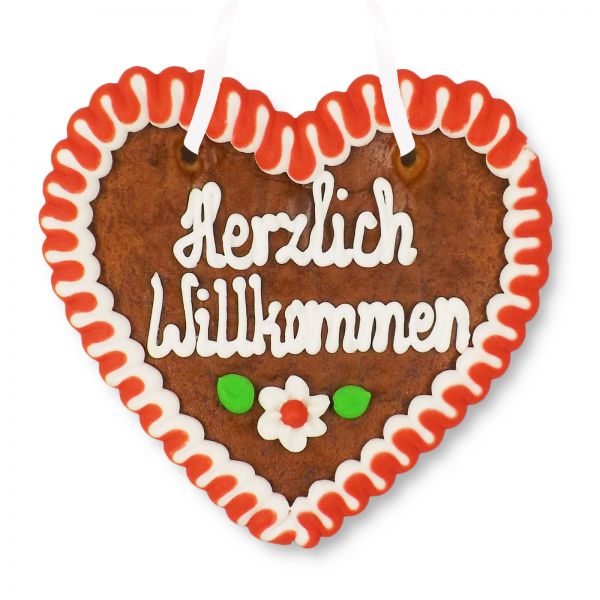 Lebkuchenherz 12cm - Herzlich Willkommen