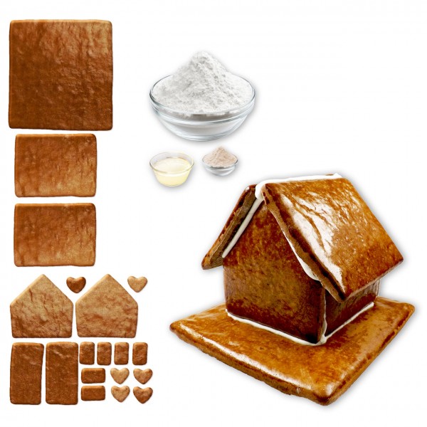 Lebkuchenhaus – Bausatz mit Zuckerguss Fertig-Mix – Größe L – ca. 18x17x14cm