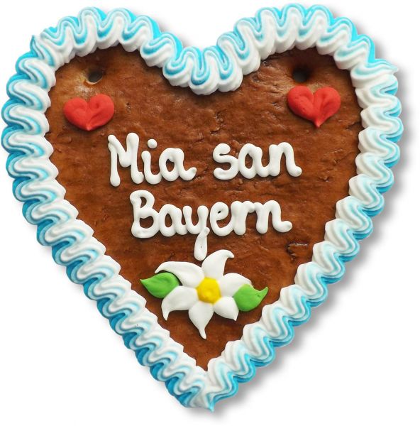 Lebkuchenherz, 16cm - Mia san Bayern