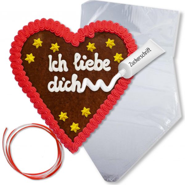 Lebkuchenherz Selber Beschriften Set - 21cm - Weihnachten W2