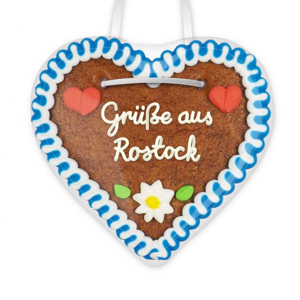 Lebkuchenherz, 12cm - Grüße aus Rostock